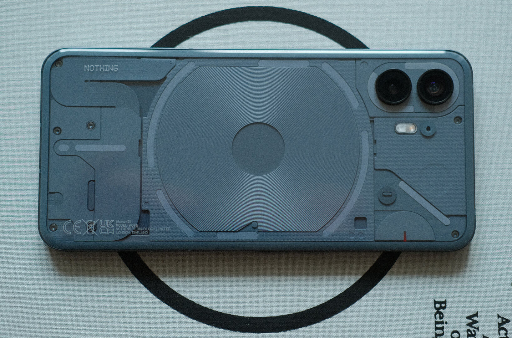 A detail shot of the back of the Nothing Phone 2